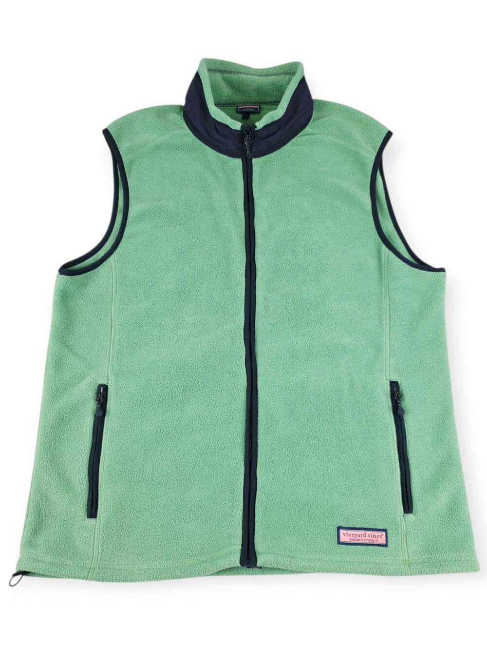 Vineyard Vines Fleece Harbor Vest Men's Large Starboard Green/ Navy Full Zip